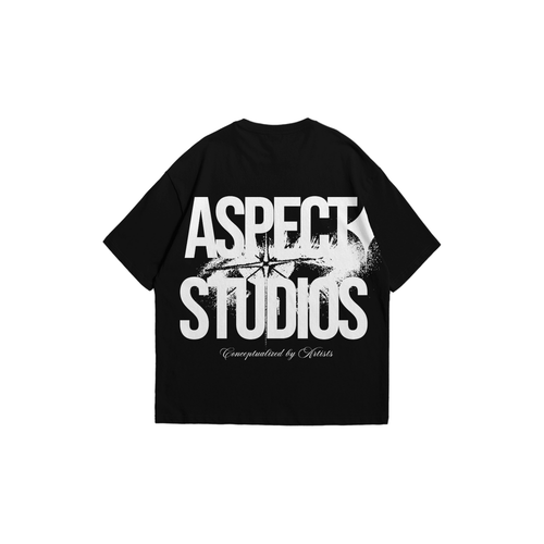 Aspecto Studios Tee — Playera oversize negra 100% algodón 250gsm, hecha en México
